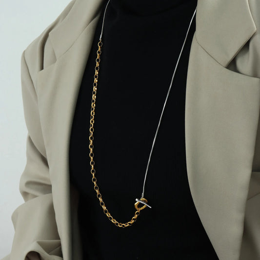 Collier à chaîne ajustable en acier inoxydable avec un plaquage or 18K